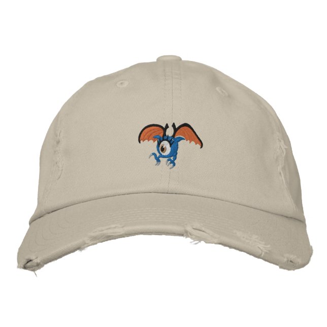 Punk Goth Winged Eyeball Embroidered Baseball Hat (Front)