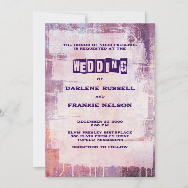 Punk Graffiti Rock and Roll Wedding Invitation (Front)
