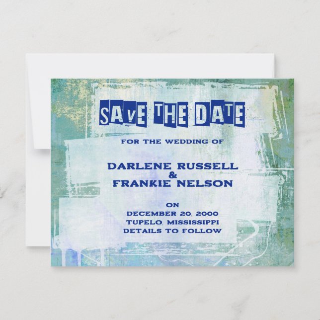 Punk Graffiti Rock and Roll Wedding Save The Date (Front)