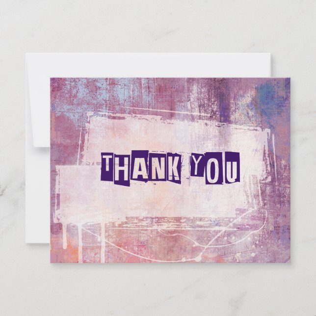 Punk Graffiti Rock and Roll Wedding Thank You Card (Front)