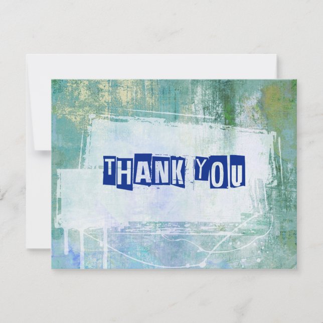 Punk Graffiti Rock and Roll Wedding Thank You Card (Front)