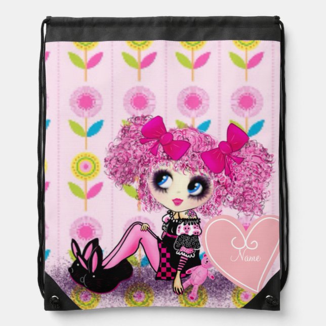 Punk Harajuku girl so kawaii cute and girly Drawstring Bag (Front)
