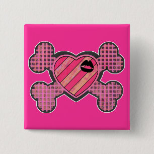 Punk Heart and Crossbones Pinback Button