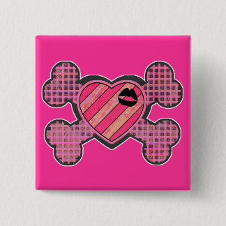 Punk Heart and Crossbones Pinback Button