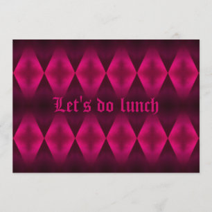Punk hot pink diamond pattern Let's do Lunch party Invitation