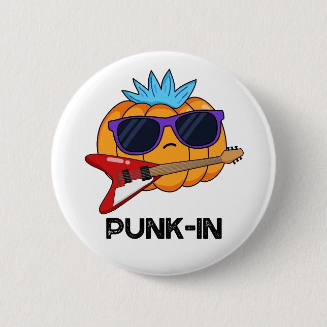Punk-in Funny Punk Rock Pumpkin Pun Button (Front)