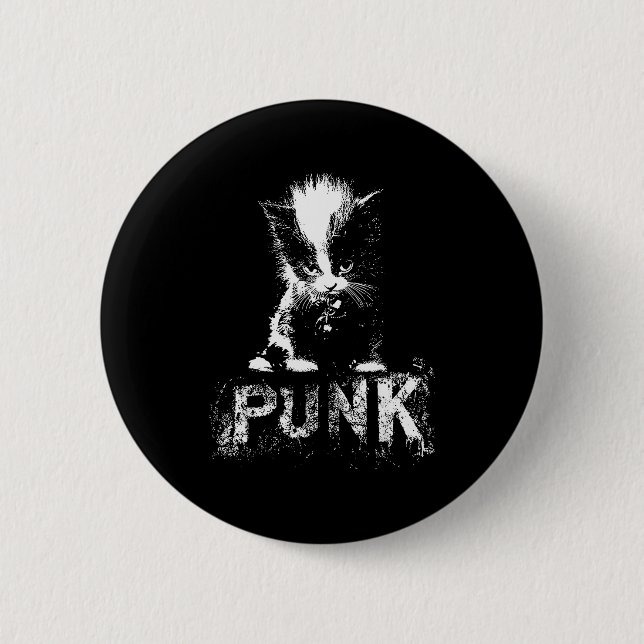 Punk Kitten Cat With Mohawk Nge Gothic Design  Button (Front)