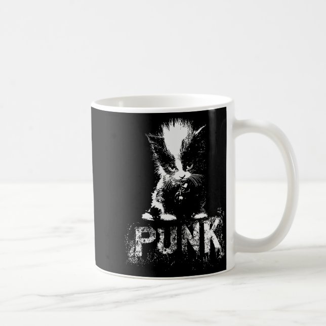 Punk Kitten Cat With Mohawk Nge Gothic Design  Coffee Mug (Right)