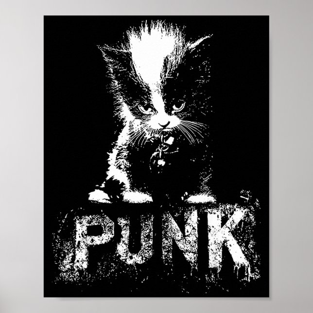 Punk Kitten Cat With Mohawk Nge Gothic Design  Poster (Front)