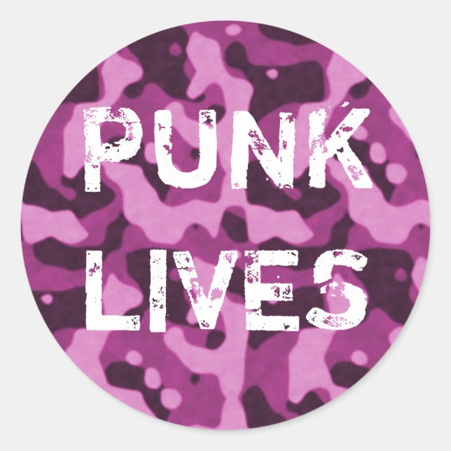 Punk Lives Pink Camo Sticker (Front)