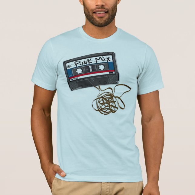 Punk Mix cassette tape light blue mens fitted tee (Front)