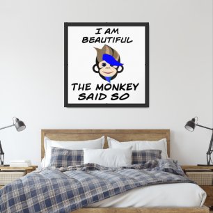Punk Monkey cute blue hair blue eyes monkey  Framed Art