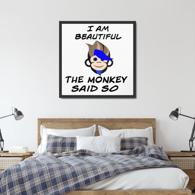 Punk Monkey cute blue hair blue eyes monkey  Framed Art (Bedroom)