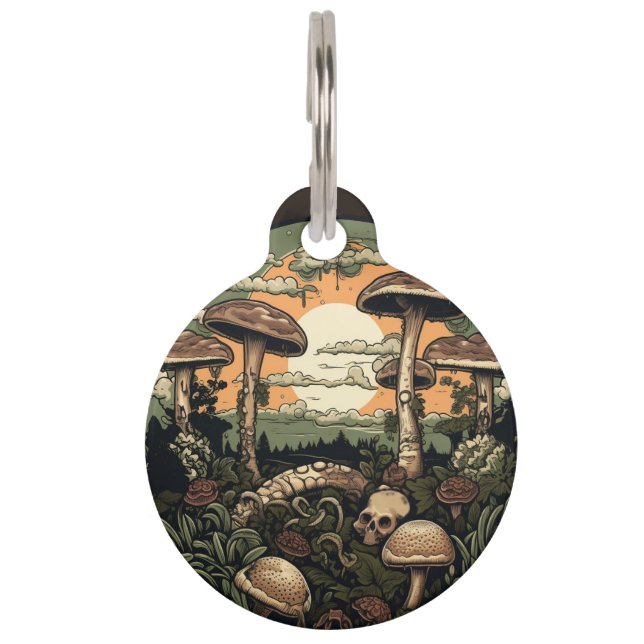 Punk Mushroom Forest Pet ID Tag (Front)