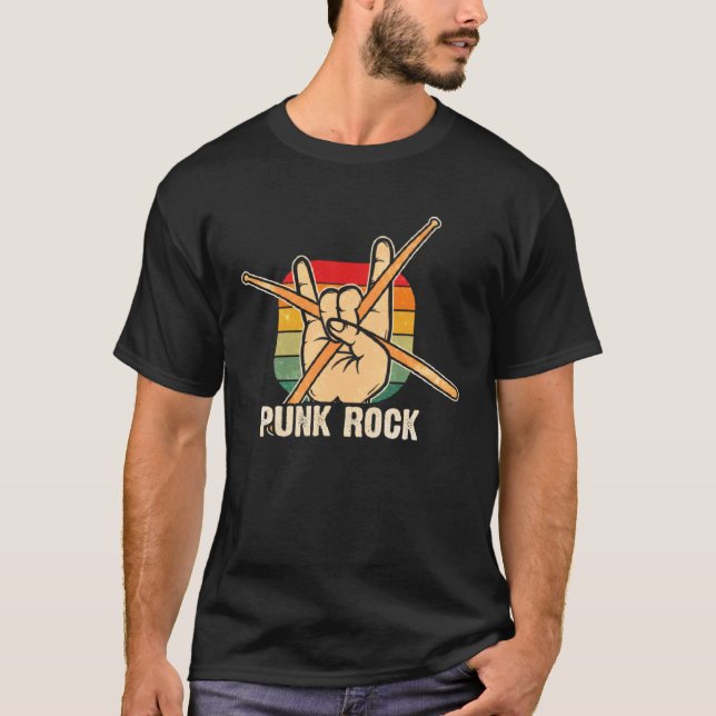 Punk Music Retro Punk Rock Drums Percussionists Dr T-Shirt (Front)