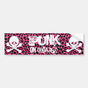 Punk On Board leopard print Bumper Sticker