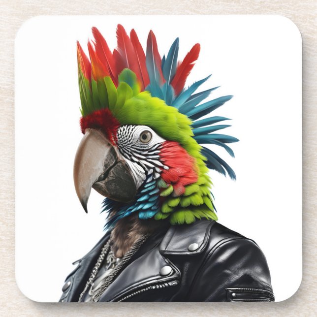 Punk Parrot Beverage Coaster (Front)