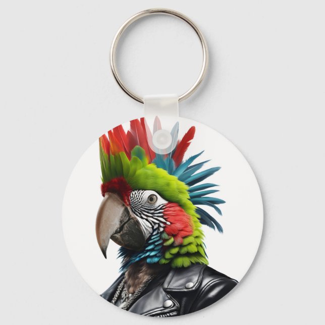 Punk Parrot Keychain (Front)