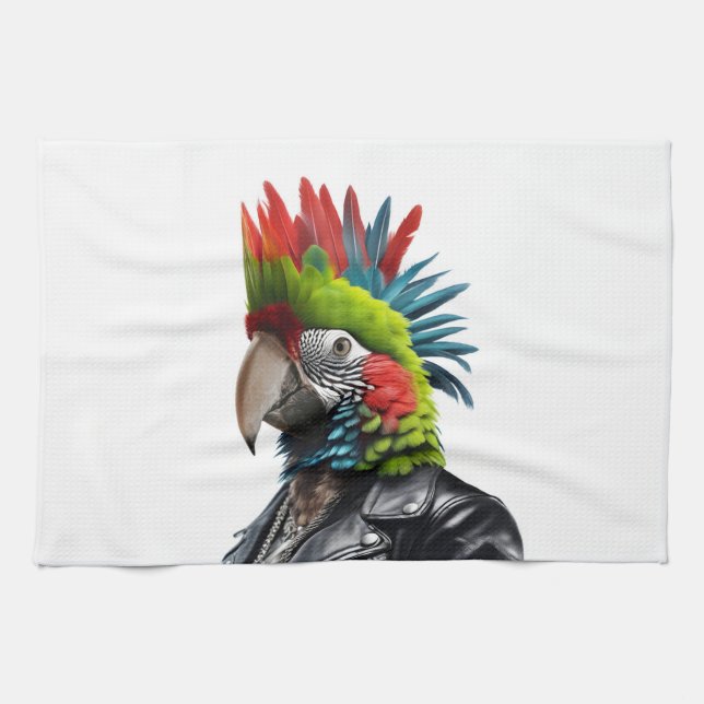 Punk Parrot Kitchen Towel (Horizontal)