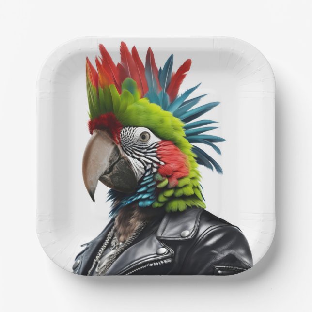 Punk Parrot Paper Plates (Front)