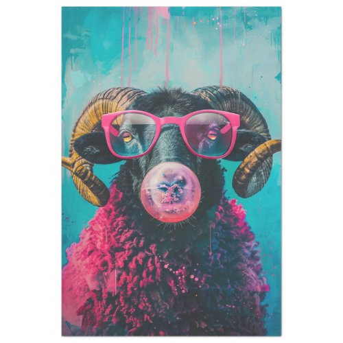 Punk Pink Black Sheep Blowing Bubble Gum Decouapge Tissue Paper