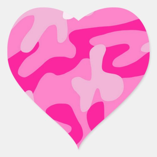 Punk Pink Camo Heart Sticker