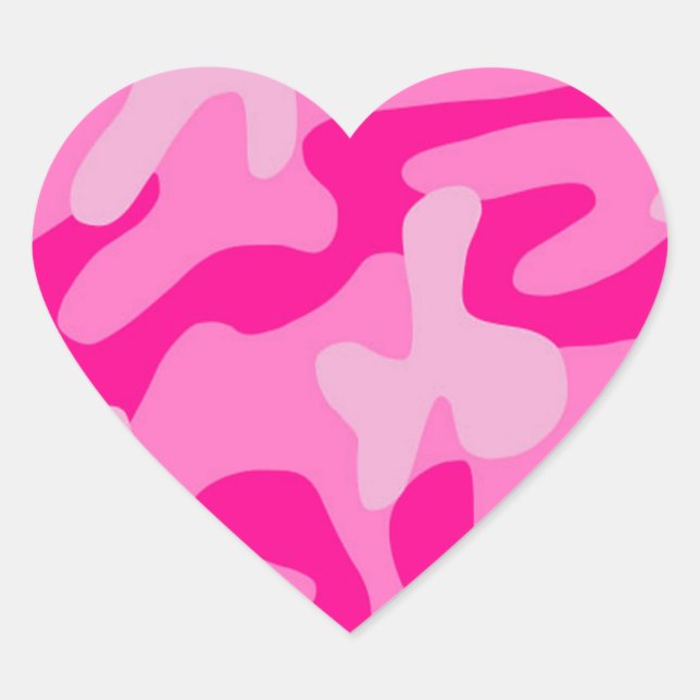 Punk Pink Camo Heart Sticker (Front)