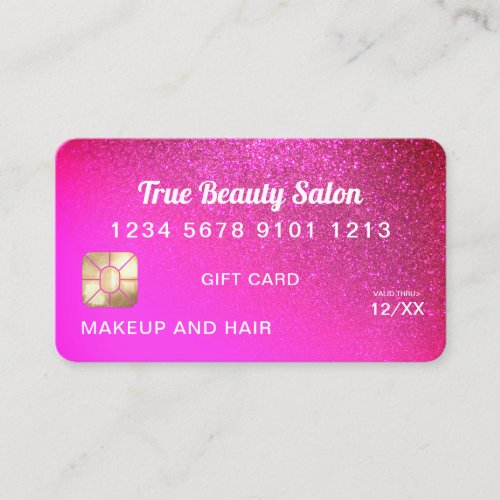 Punk Pink Glitter Credit Card Gift Certificate