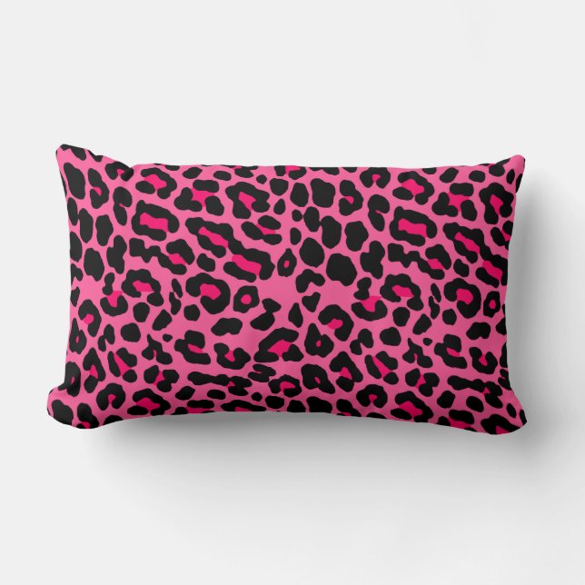 Punk  Pink Leopard Print Lumbar Pillow (Front)