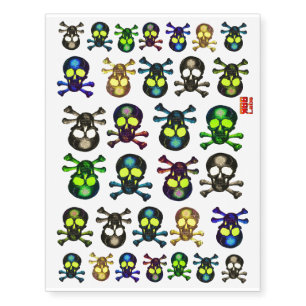 Punk Pirate Ghost Skulls - Sheet of 30 Temporary Tattoos