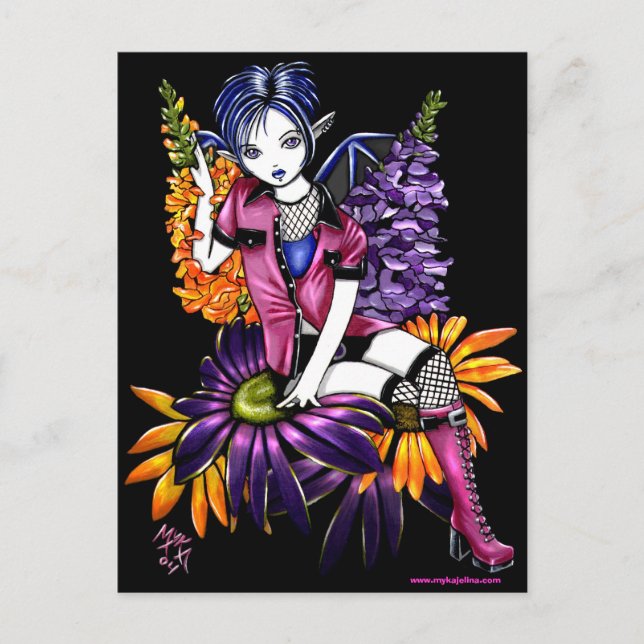 Punk Pixie Gothic Flower Faerie Fantasy Postcard (Front)