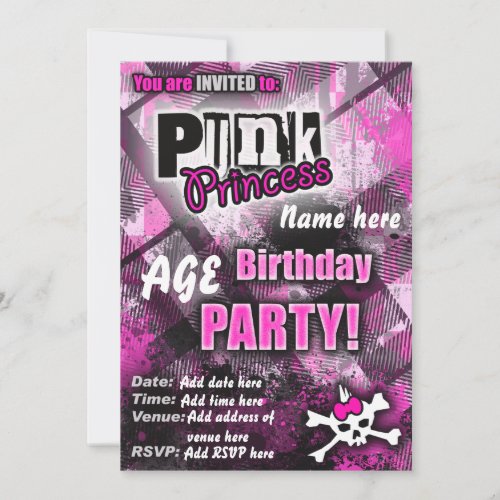 Punk Princess Birthday Party Invite