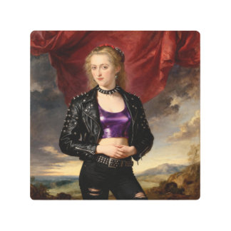 Punk Princess in Leather Jacket Metal Print