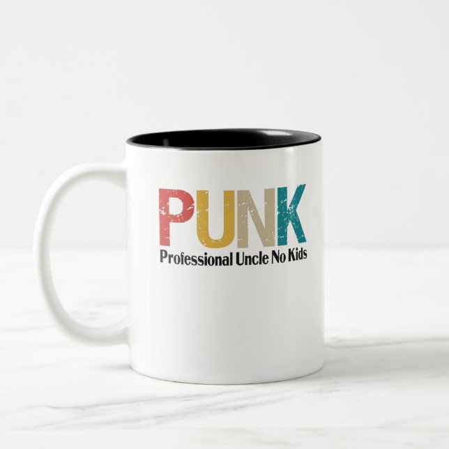 Punk Professional Uncle No Kids Funny Uncle Gift Two-Tone Coffee Mug (Left)
