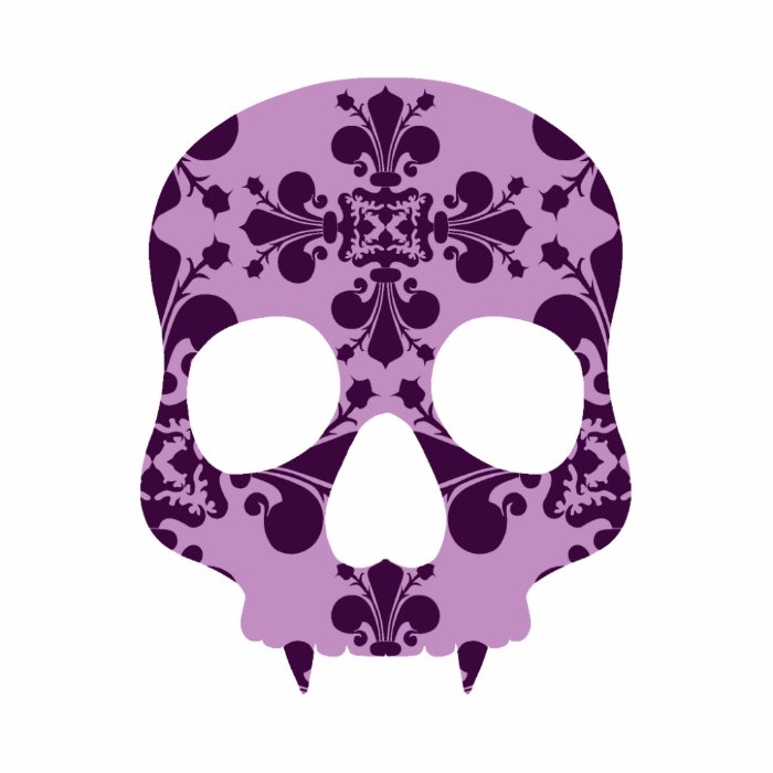 Punk purple damask fanged skull photo cutouts