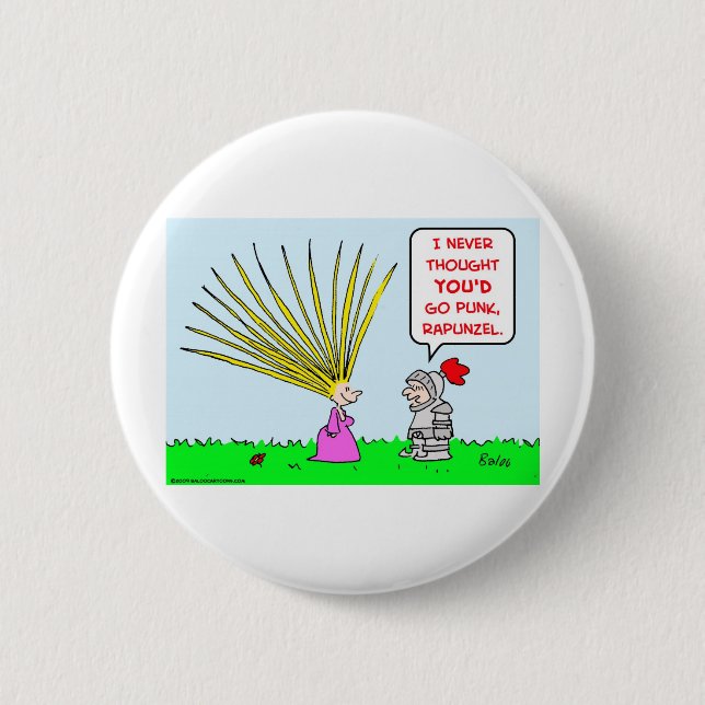 punk rapunzel hair pinback button (Front)
