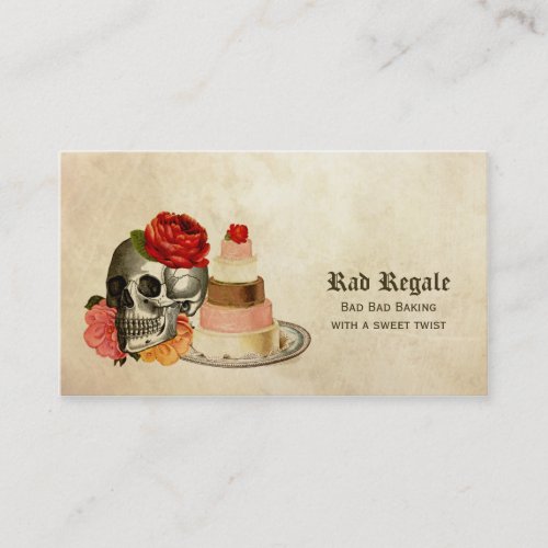 punk retro baking baker skull grunge flowers whisk business card