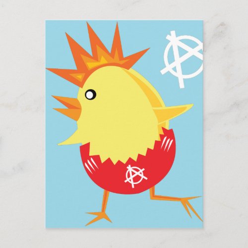 punk rock anarchy easter chick holiday postcard