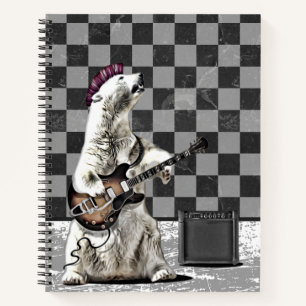 Punk Rock Bear Guitar Player Rock & Roll Musician Notebook