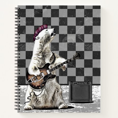 Punk Rock Bear Guitar Player Rock  Roll Musician Notebook