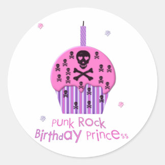 Punk Rock Birthday Princess Classic Round Sticker