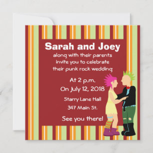 Punk Rock Bride and Groom Wedding Invitations