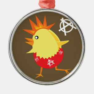 Punk Rock Chicken Metal Ornament