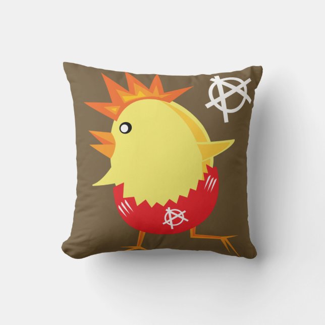 Punk Rock Chicken Throw Pillow (Front)