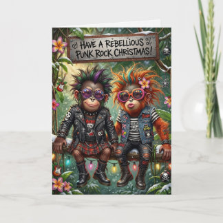 Punk Rock Christmas Jungle Monkeys Card