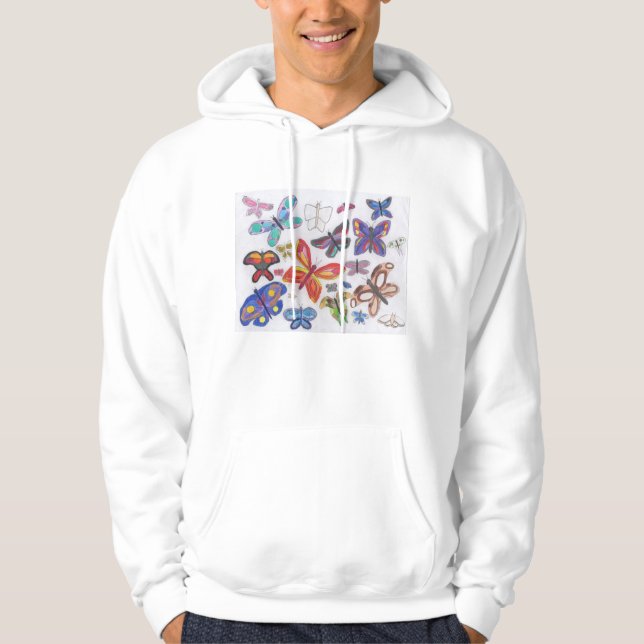 Punk Rock Doodle #28 Butterflies Color Hoodie (Front)