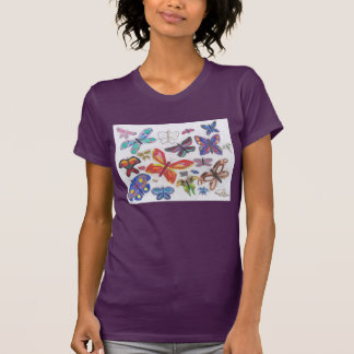 Punk Rock Doodle #28 Butterflies Color Women's T-Shirt