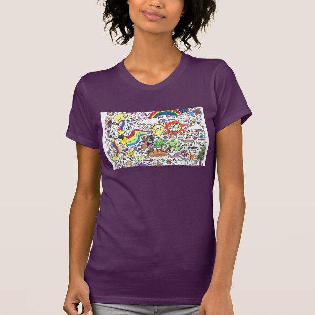 Punk Rock Doodle#5 Happy Sunshine Purple Women's T-Shirt (Front)