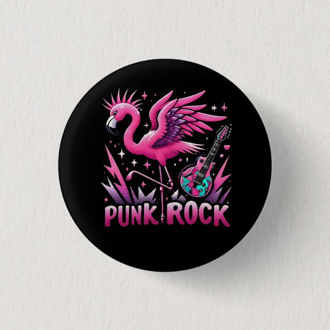 punk rock,Flamingo rock Button (Front)