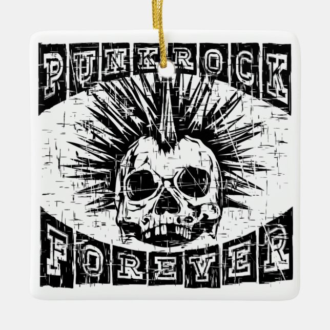 punk rock forever ceramic ornament (Front)